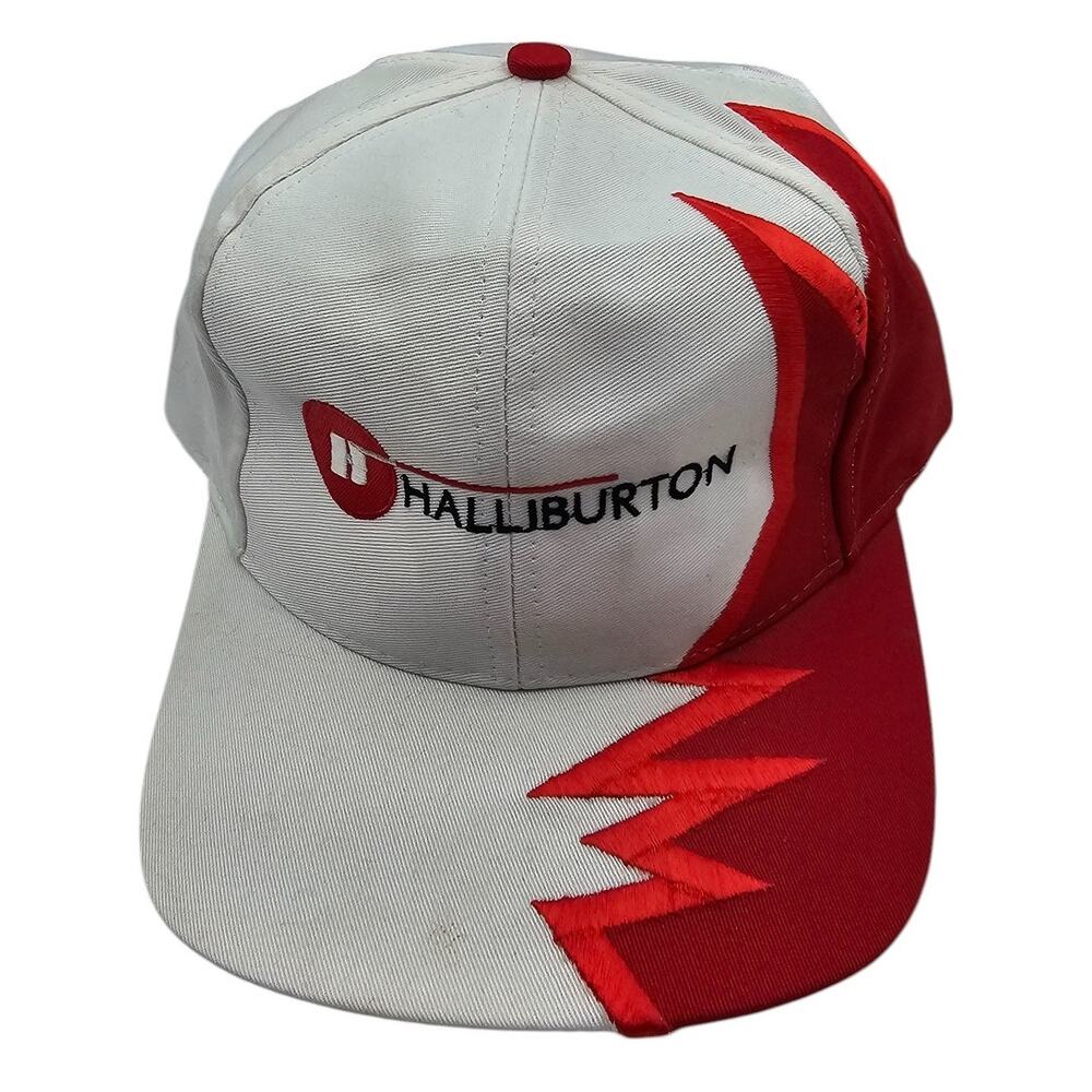 Halliburton Shockwave Hat Retro 90s Sharkbite Red White